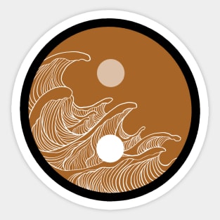 Yin Yang Wave Sun and Moon Sticker